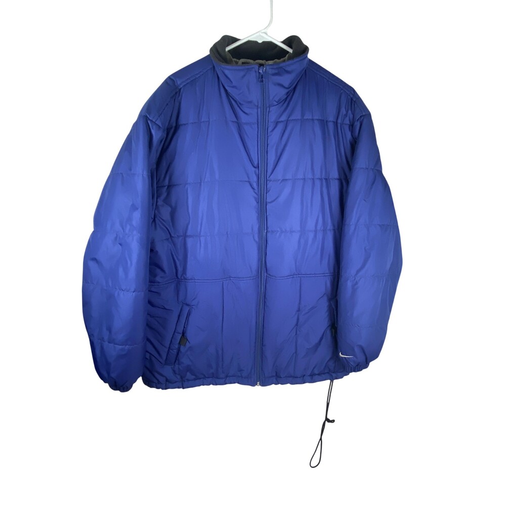 Nike Jacket Mens XL Blue Puffer Full Zip Insulated Winter Warm Logo H9-YNG